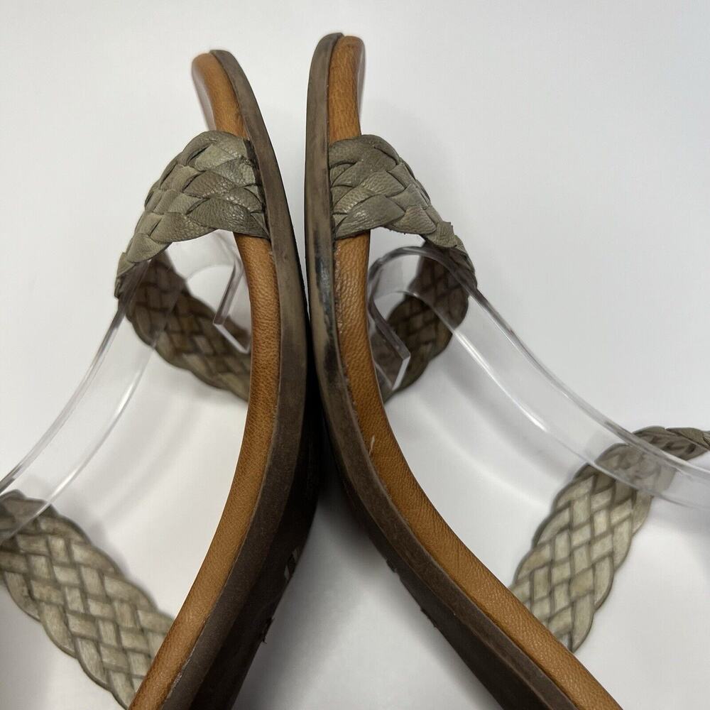 Sundance Sandal Women's US 7.5 -8 Green Brown Strappy Woven Leather Heel Shoes - Picture 10 of 16